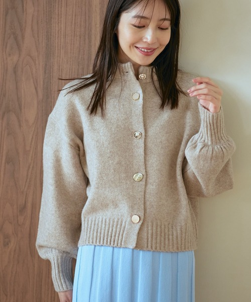 VIS（ビス）の「【洗える】レトロ釦ボリュームスリーブカーディガン（カーディガン/ボレロ・レディース・ブラック/ベージュ/オフホワイト/オレンジ系その他/イエロー/グレー・S/M）」の11枚目の写真