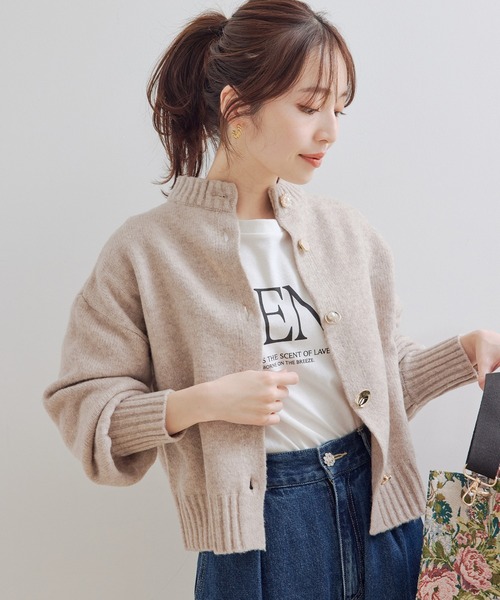 VIS（ビス）の「【洗える】レトロ釦ボリュームスリーブカーディガン（カーディガン/ボレロ・レディース・ブラック/ベージュ/オフホワイト/オレンジ系その他/イエロー/グレー・S/M）」の15枚目の写真