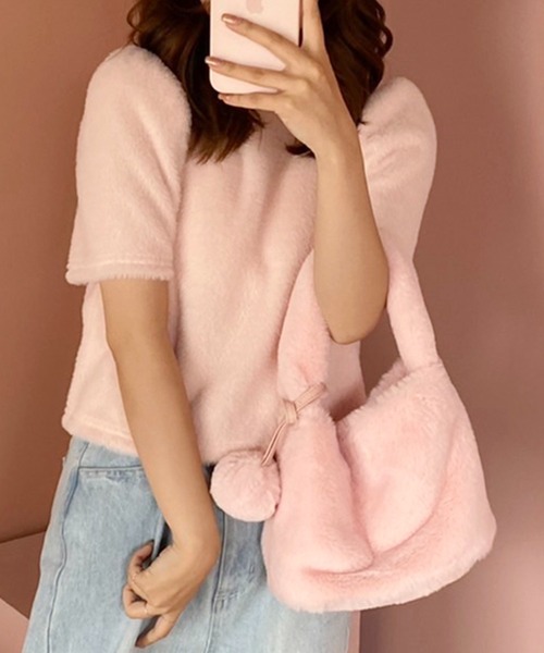 one after another NICE CLAUP(ワンアフターアナザーナイスクラップ)の「ふわふわファーBag(ハンドバッグ・レディース・ピンク/アイボリー/ミント・FREE)」の3枚目の写真