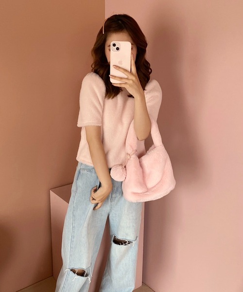 one after another NICE CLAUP(ワンアフターアナザーナイスクラップ)の「ふわふわファーBag(ハンドバッグ・レディース・ピンク/アイボリー/ミント・FREE)」の19枚目の写真