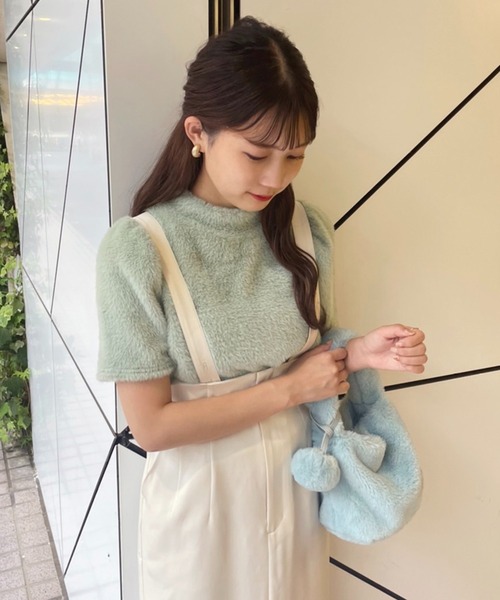one after another NICE CLAUP(ワンアフターアナザーナイスクラップ)の「ふわふわファーBag(ハンドバッグ・レディース・ピンク/アイボリー/ミント・FREE)」の5枚目の写真