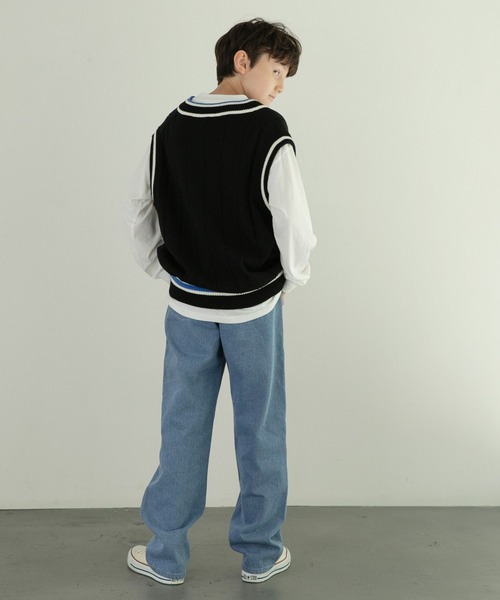 GLOBAL WORK（グローバルワーク）の「大人見えデニムパンツ/AND YUA ANY/299299（デニムパンツ・キッズ・ライトブルー/ネイビー・150cm/160cm）」の4枚目の写真