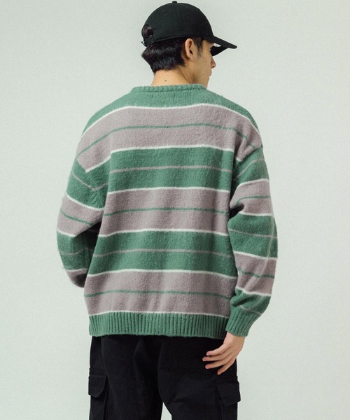 Ressaca（レサーカ）の「オーバーサイズ モヘアタッチ ボーダークルーネックニットセーター（ニット/セーター・メンズ・ブラック/ネイビー/グリーン/パープル/ブラック系その他・M/L）」の10枚目の写真