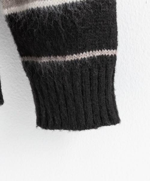 Ressaca（レサーカ）の「オーバーサイズ モヘアタッチ ボーダークルーネックニットセーター（ニット/セーター・メンズ・ブラック/ネイビー/グリーン/パープル/ブラック系その他・M/L）」の15枚目の写真