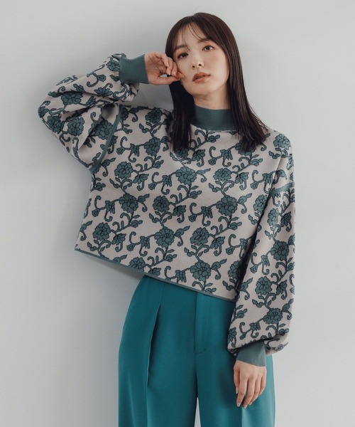 Andemiu（アンデミュウ）の「アラベスクフラワーニット172618（ニット/セーター・レディース・チャコールグレー/ブラウン/グリーン・FREE）」の17枚目の写真