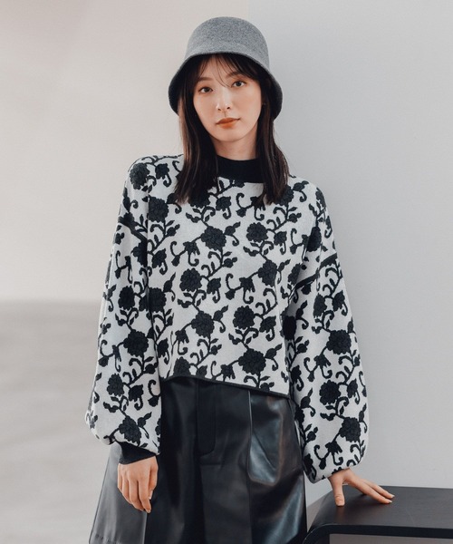 Andemiu（アンデミュウ）の「アラベスクフラワーニット172618（ニット/セーター・レディース・チャコールグレー/ブラウン/グリーン・FREE）」の19枚目の写真