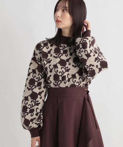 Andemiu（アンデミュウ）の「アラベスクフラワーニット172618（ニット/セーター・レディース・チャコールグレー/ブラウン/グリーン・FREE）」の4枚目の写真