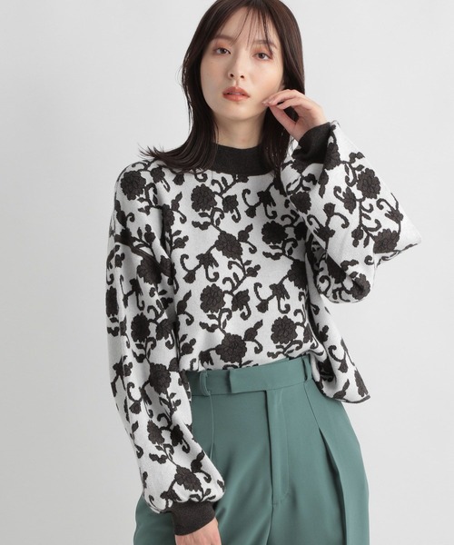 Andemiu（アンデミュウ）の「アラベスクフラワーニット172618（ニット/セーター・レディース・チャコールグレー/ブラウン/グリーン・FREE）」の13枚目の写真