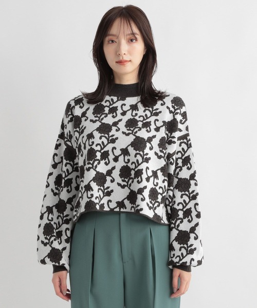 Andemiu（アンデミュウ）の「アラベスクフラワーニット172618（ニット/セーター・レディース・チャコールグレー/ブラウン/グリーン・FREE）」の9枚目の写真