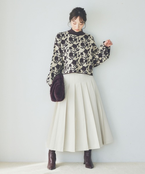 Andemiu（アンデミュウ）の「アラベスクフラワーニット172618（ニット/セーター・レディース・チャコールグレー/ブラウン/グリーン・FREE）」の21枚目の写真