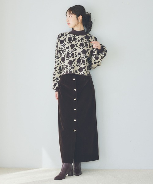 Andemiu（アンデミュウ）の「アラベスクフラワーニット172618（ニット/セーター・レディース・チャコールグレー/ブラウン/グリーン・FREE）」の22枚目の写真