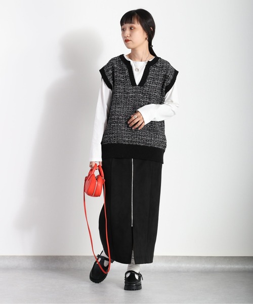 cepo(セポ)の「ツイードチェック ニットベスト(ベスト・レディース・ブラック/イエロー/グリーン・M)」の8枚目の写真