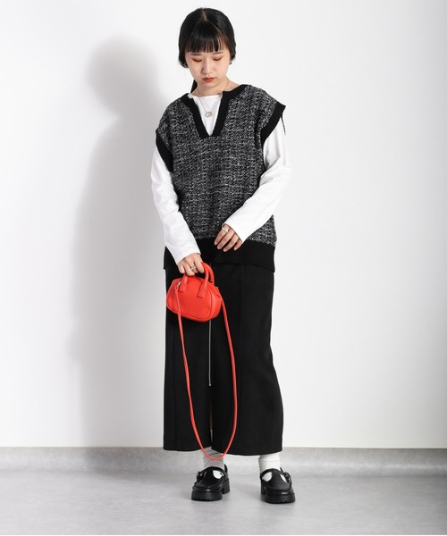 cepo(セポ)の「ツイードチェック ニットベスト(ベスト・レディース・ブラック/イエロー/グリーン・M)」の9枚目の写真