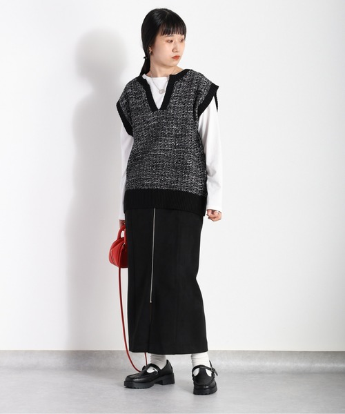 cepo(セポ)の「ツイードチェック ニットベスト(ベスト・レディース・ブラック/イエロー/グリーン・M)」の10枚目の写真