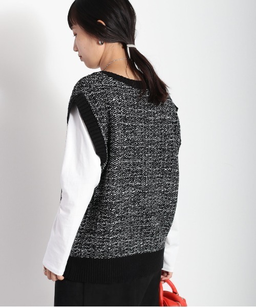 cepo(セポ)の「ツイードチェック ニットベスト(ベスト・レディース・ブラック/イエロー/グリーン・M)」の6枚目の写真