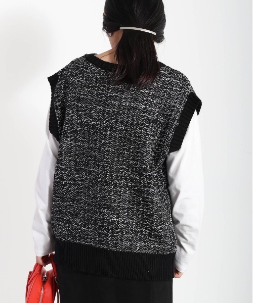 cepo(セポ)の「ツイードチェック ニットベスト(ベスト・レディース・ブラック/イエロー/グリーン・M)」の7枚目の写真