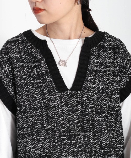 cepo(セポ)の「ツイードチェック ニットベスト(ベスト・レディース・ブラック/イエロー/グリーン・M)」の13枚目の写真