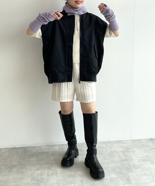 w closet（ダブルクローゼット）の「【2WAY】MA-1（MA-1・レディース・ブラック/ライトベージュ/ライトカーキ・FREE）」の4枚目の写真