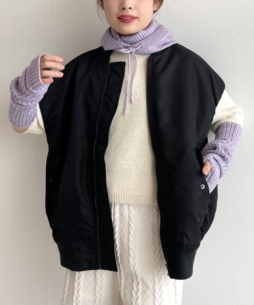 w closet（ダブルクローゼット）の「【2WAY】MA-1（MA-1・レディース・ブラック/ライトベージュ/ライトカーキ・FREE）」の10枚目の写真