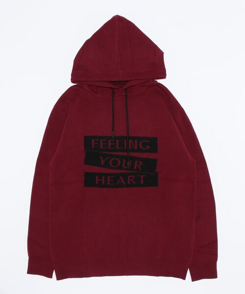 semantic design（セマンティックデザイン）の「【ストレッチ ウォッシャブル ルーズフィット】セマンティックデザイン ロゴ ニットプルパーカー（ニット/セーター・メンズ・ボルドー/グレー・MEDIUM/LARGE/X-LARGE）」の5枚目の写真