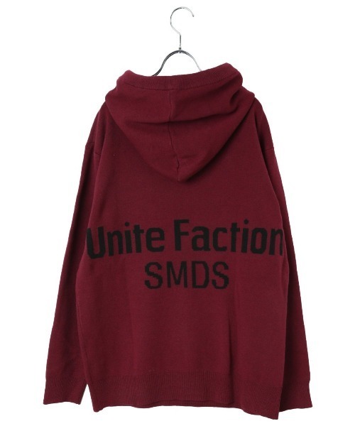 semantic design（セマンティックデザイン）の「【ストレッチ ウォッシャブル ルーズフィット】セマンティックデザイン ロゴ ニットプルパーカー（ニット/セーター・メンズ・ボルドー/グレー・MEDIUM/LARGE/X-LARGE）」の6枚目の写真