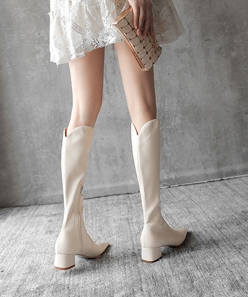 SVEC（シュベック）の「ミニマル ウエスタン ニーハイブーツ（ブーツ・レディース・ブラック/アイボリー・35/36/37/38/39/40）」の12枚目の写真