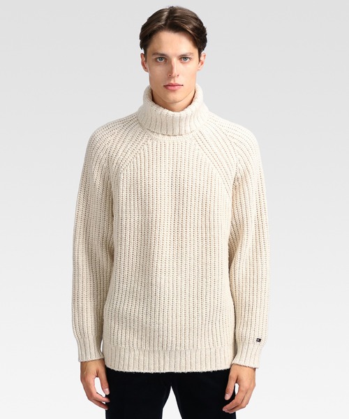 ツートーンチャンキーリブロールネックセーター