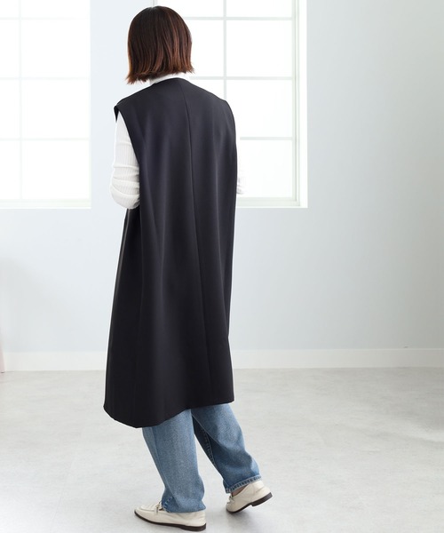 BELLUNA（ベルーナ）の「ノーカラーデザインロングジレ（ベスト・レディース・グレー系その他/ブラック・M-LL）」の7枚目の写真