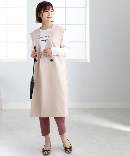 BELLUNA（ベルーナ）の「ノーカラーデザインロングジレ（ベスト・レディース・グレー系その他/ブラック・M-LL）」の3枚目の写真