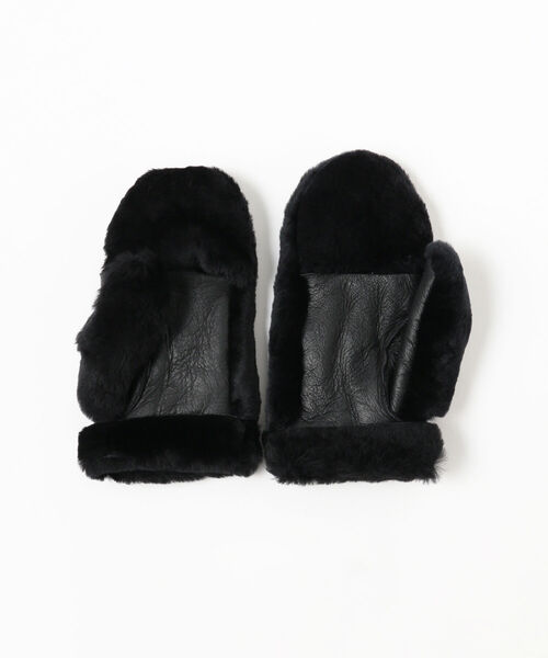 Ray BEAMS（レイビームス）の「Ray BEAMS / ムートン ミトン グローブ（手袋・レディース・ブラック/ダークグリーン・ONE SIZE）」の4枚目の写真