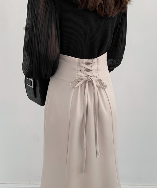 ECLIN（エクラン）の「バックレースアップマーメイドロングスカート（スカート・レディース・ブラック/ダークブラウン/ベージュ/ブルー/ピンク/ライトグリーン・S/M）」の20枚目の写真