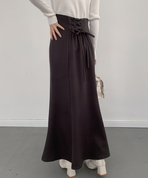 ECLIN（エクラン）の「バックレースアップマーメイドロングスカート（スカート・レディース・ブラック/ダークブラウン/ベージュ/ブルー/ピンク/ライトグリーン・S/M）」の17枚目の写真