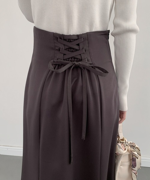 ECLIN（エクラン）の「バックレースアップマーメイドロングスカート（スカート・レディース・ブラック/ダークブラウン/ベージュ/ブルー/ピンク/ライトグリーン・S/M）」の21枚目の写真