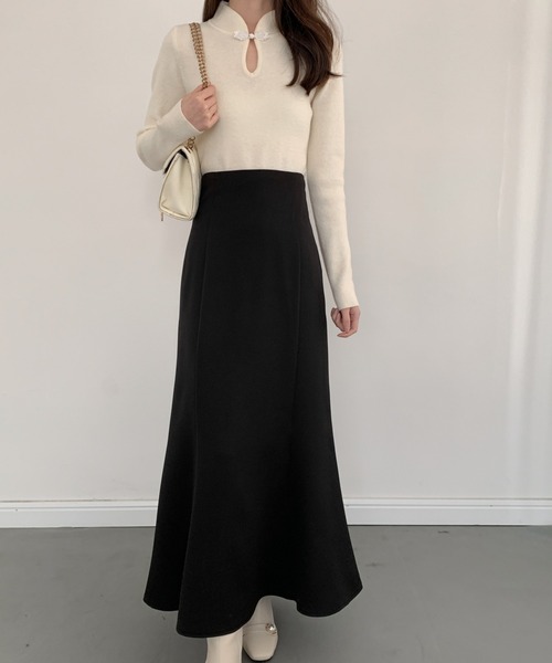 ECLIN（エクラン）の「バックレースアップマーメイドロングスカート（スカート・レディース・ブラック/ダークブラウン/ベージュ/ブルー/ピンク/ライトグリーン・S/M）」の14枚目の写真