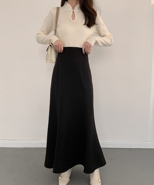 ECLIN（エクラン）の「バックレースアップマーメイドロングスカート（スカート・レディース・ブラック/ダークブラウン/ベージュ/ブルー/ピンク/ライトグリーン・S/M）」の7枚目の写真