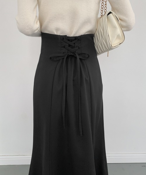 ECLIN（エクラン）の「バックレースアップマーメイドロングスカート（スカート・レディース・ブラック/ダークブラウン/ベージュ/ブルー/ピンク/ライトグリーン・S/M）」の8枚目の写真