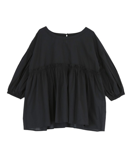 titivate（ティティベイト）の「ｷﾞｬｻﾞｰ切替ﾎﾞﾘｭｰﾑｽﾘｰﾌﾞﾌﾞﾗｳｽ（シャツ/ブラウス・レディース・オフホワイト/イエロー系その他/ブラック/グリーン/ブルー系その他・S/M）」の7枚目の写真