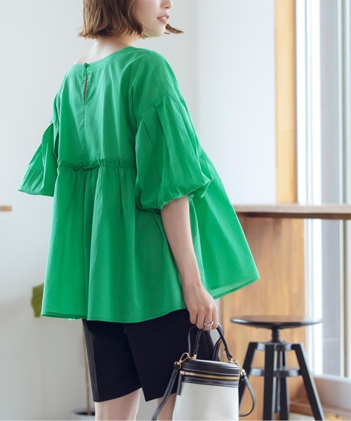 titivate（ティティベイト）の「ｷﾞｬｻﾞｰ切替ﾎﾞﾘｭｰﾑｽﾘｰﾌﾞﾌﾞﾗｳｽ（シャツ/ブラウス・レディース・オフホワイト/イエロー系その他/ブラック/グリーン/ブルー系その他・S/M）」の14枚目の写真