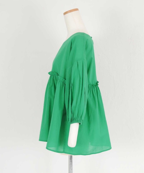 titivate（ティティベイト）の「ｷﾞｬｻﾞｰ切替ﾎﾞﾘｭｰﾑｽﾘｰﾌﾞﾌﾞﾗｳｽ（シャツ/ブラウス・レディース・オフホワイト/イエロー系その他/ブラック/グリーン/ブルー系その他・S/M）」の19枚目の写真