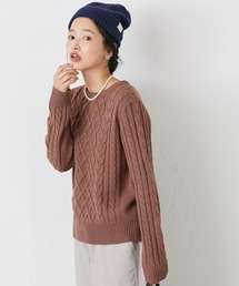 ケーブル編みクルーネックセーター <Le temps riche>