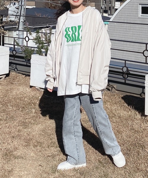 AS KNOW AS plus(アズノゥアズプラス)の「○ギャザーボリューム袖MA-1(MA-1・レディース・ライトカーキ/アイボリー/ブラック・FREE)」の12枚目の写真