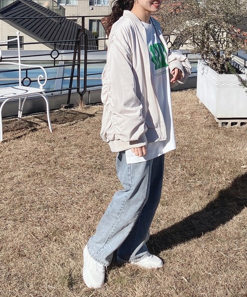 AS KNOW AS plus(アズノゥアズプラス)の「○ギャザーボリューム袖MA-1(MA-1・レディース・ライトカーキ/アイボリー/ブラック・FREE)」の15枚目の写真