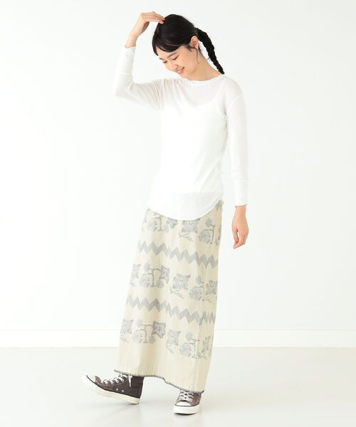 BEAMS BOY（ビームスボーイ）の「BEAMS BOY / リブ クルー 7分袖 カットソー（Tシャツ/カットソー・レディース・チャコールグレー/オフホワイト/サックスブルー/ピンク・FREE）」の8枚目の写真