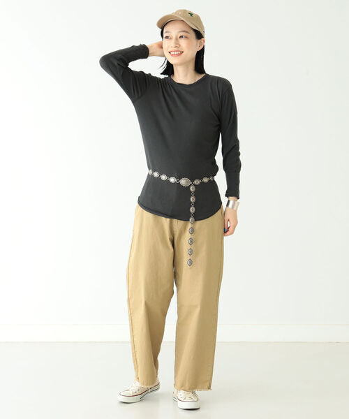 BEAMS BOY（ビームスボーイ）の「BEAMS BOY / リブ クルー 7分袖 カットソー（Tシャツ/カットソー・レディース・チャコールグレー/オフホワイト/サックスブルー/ピンク・FREE）」の5枚目の写真