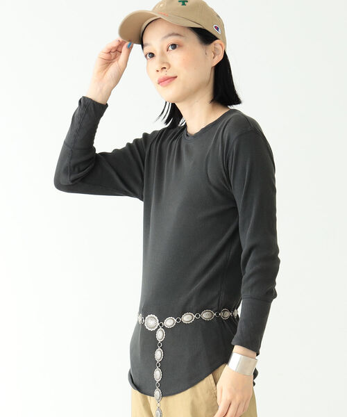 BEAMS BOY（ビームスボーイ）の「BEAMS BOY / リブ クルー 7分袖 カットソー（Tシャツ/カットソー・レディース・チャコールグレー/オフホワイト/サックスブルー/ピンク・FREE）」の12枚目の写真