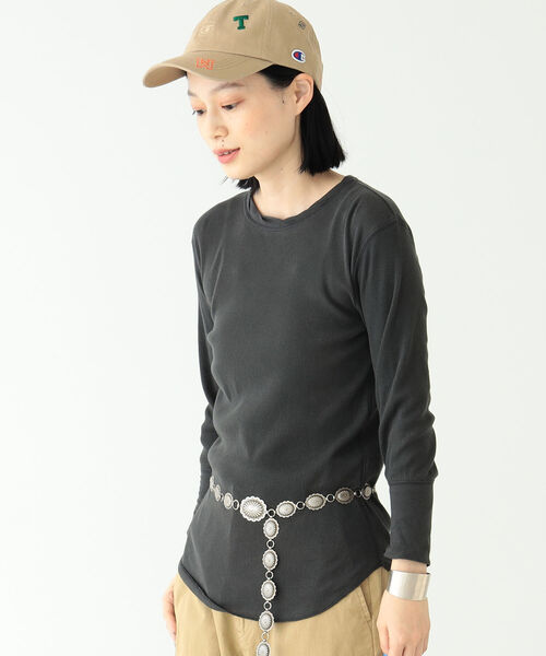 BEAMS BOY（ビームスボーイ）の「BEAMS BOY / リブ クルー 7分袖 カットソー（Tシャツ/カットソー・レディース・チャコールグレー/オフホワイト/サックスブルー/ピンク・FREE）」の11枚目の写真