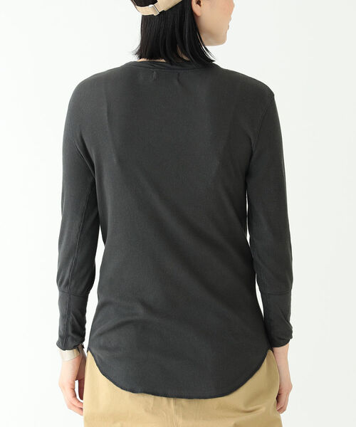 BEAMS BOY（ビームスボーイ）の「BEAMS BOY / リブ クルー 7分袖 カットソー（Tシャツ/カットソー・レディース・チャコールグレー/オフホワイト/サックスブルー/ピンク・FREE）」の13枚目の写真