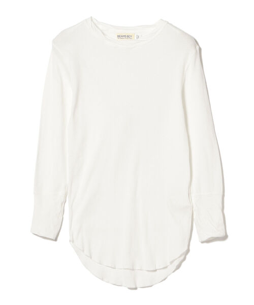 BEAMS BOY（ビームスボーイ）の「BEAMS BOY / リブ クルー 7分袖 カットソー（Tシャツ/カットソー・レディース・チャコールグレー/オフホワイト/サックスブルー/ピンク・FREE）」の18枚目の写真