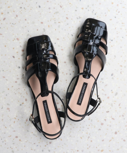 PARADIS COULEUR（パラディクルール）の「【PARADIS COULEUR】グルカテイストアンクルストラップサンダル(331305)（サンダル・レディース・ブラック/ベージュ・23/23.5/24/24.5/22.5）」の6枚目の写真