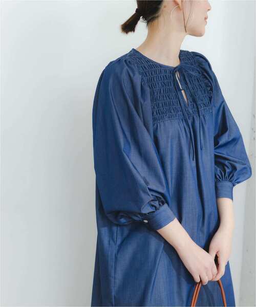 『URTECHWORKLUXE』FbyROSSOデニムシャーリングワンピース